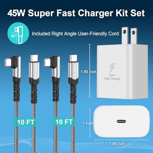 Costyle 45 W USB-C Fast Charger with 10 FT Type C Cable – Ultimate Rapid Charging Solution for Samsung Galaxy S20 to S25 & Note 20 – Travel-Friendly, Compact Design with Advanced Safety Features for Optimal Battery Longevity