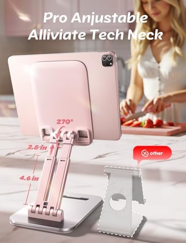 Transform Your Workspace with the LISEN Pink Sorbet Tablet Stand – Foldable, Adjustable i Pad Holder for Home, Office, and Travel – Ultimate Comfort and Compatibility for Students and Professionals – Stylish Portable Desk Accessory for Enhanced Productivity