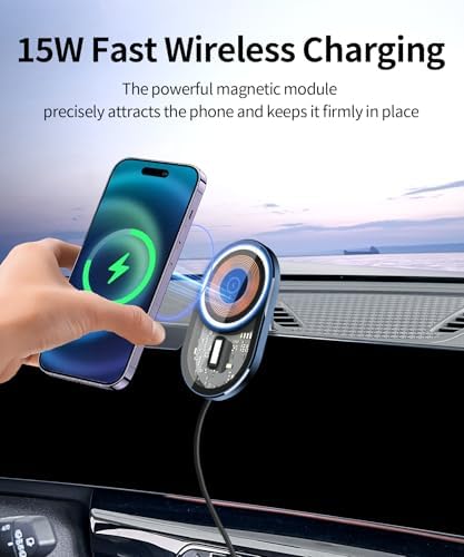 BMW X1 & X2 Premium Wireless Charging Phone Holder (2023-2025) – Mag Safe-Compatible 360° Rotating Smartphone Cradle for 10.7-Inch Screens – Enhance Navigation & Safety with Secure Clip Design for Optimal Stability