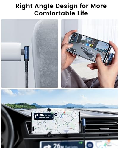 10 ft USB C to USB C Charger Cable (2-Pack) – 60 W Fast Charging Type C Cord with Right Angle Connector for i Phone 16, 15 Pro Max/Plus, Mac Book Air, Samsung S23 Ultra/S22, Note 20 – Superior Durability & Enhanced Ergonomics for Optimal Device Performance