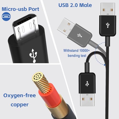Herfair 6-Way Micro USB Splitter Cable – 4.92 FT Multi Charging Cord for Enhanced Device Connectivity and Fast Data Transfer – USB 2.0 Type A Male to 6 Micro USB Male Adapters – Universal Compatibility for Smartphones, Tablets, and More