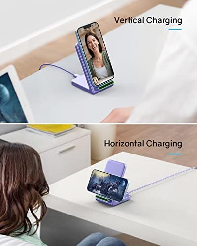 3-in-1 Wireless Charging Station for Apple Devices – Fast Charging Dock for i Phone 15/14/13/12 Pro Max, Apple Watch Series 8/7/SE/6/5/4/3/2, and Samsung Phones – Sleek Multi-Device Charger with Enhanced Safety Features and Compact Design