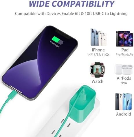 Elevate Your Charging Game with Our Apple MFi Certified 20 W Fast Charger Duo – 2 Pack USB-C Wall Adapters & 6 FT Lightning Cable for i Phone 14/13/12/11 Pro Max/Xs Max/XR/X – Stylish Vibrant Yellow for Instant Power and Convenience!