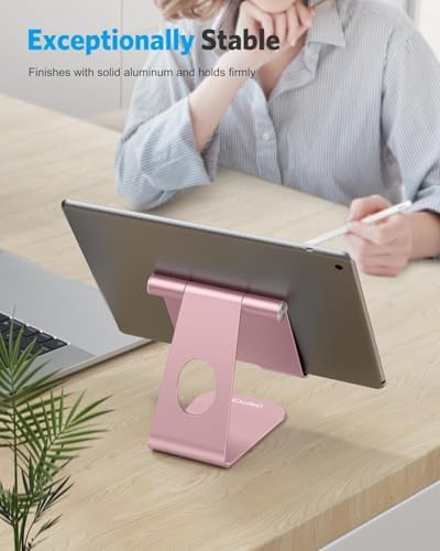 Ergonomic Adjustable Aluminum Tablet Stand – Versatile Cradle for i Pad & Samsung with Multi-Angle Viewing – Perfect for Enhanced Comfort and Productivity at Home, Office, or On-the-Go – Durable, Lightweight Design for All Tablets Up to 13 Inches