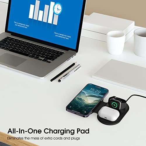 Revolutionary Compact Magnetic Wireless Charger – Fast-Folding Travel Station for i Phone 15/14/13/12/Pro/Max/SE/11/X/XR/8 & Apple Watch Series 9/8/Ultra/SE/7/6-2 – Ultimate On-the-Go Power Hub with Enhanced Safety Features for Tech Enthusiasts and Travelers – Portable Multi-Device Charging Solution for i Pods 3/Pro/2, Perfect for Efficient Travel and Seamless Connectivity