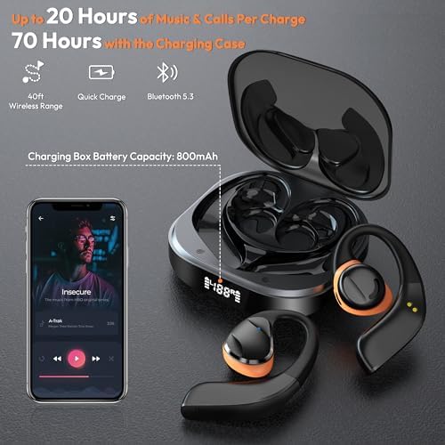 Experience Ultimate Freedom with LK08 2024 Open Ear Headphones – Bluetooth 5.3 Technology, Touch Control, and 70-Hour Playtime for Unmatched Comfort and Deep Bass from Dual 16.2 mm Dynamic Drivers – Perfect for Active Lifestyles and Enhanced Surrounding Awareness