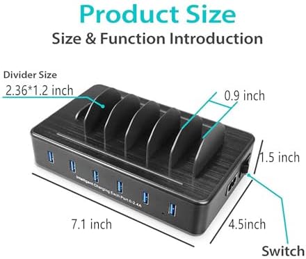 Ultimate 100 W USB C Multi-Device Charging Station: Fast Charge 4 PD & 2 USB Ports for Apple i Phone, i Pad, Android Phones & Tablets | Compact Desktop Organizer with Advanced Safety Features for Home & Office Use