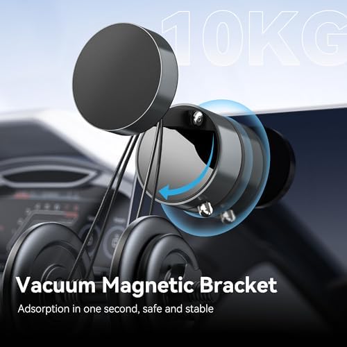 Magnetic Car Phone Mount – Ultra Strong Vacuum Suction Phone Holder for Dashboard/Windshield, Foldable 360° Adjustable Car Phone Mount Compatible with iPhone 16/15/14 & All Smartphones-817001A – Enhanced Compatibility and Speed