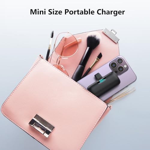 Ultra-Compact 5000 m Ah USB-C Power Bank – Fast Charging Mini Portable Charger with Built-in Connector & LCD Display – Perfect for i Phone 15, i Pad Pro, and Android Devices – Lightweight and Travel-Friendly Power Solution for On-the-Go Connectivity