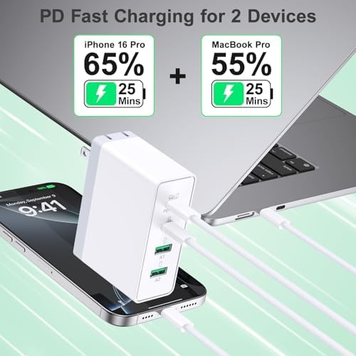Bangfun 100 W USB-C Power Hub: Ultra-Fast 4-Port Wall Charger for Mac Book Pro, i Phone 16/15, i Pad Pro & Dell XPS – Compact, Foldable, and Versatile Charging Station for All Your Devices