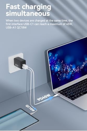 Revolutionize Your Charging Experience with the 65 W Ga N USB C Charger Block – Ultra-Fast Dual-Port Power Adapter for Mac Book Pro/Air, i Phone 16/15/14/Pro, Galaxy S23/S22, and More – Compact, Efficient, and Built for Safety