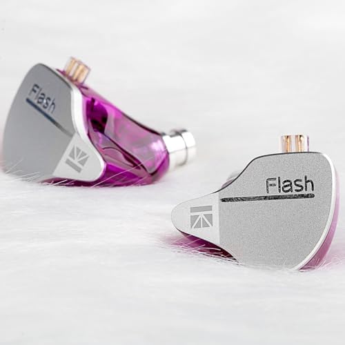 Transform Your Sound Journey with keephifi KBEAR Flash Hi-Fi Earphones – Premium Dual Driver Hybrid In-Ear Monitors in Stunning CNC Aluminum Alloy, Featuring Detachable 2 PIN-C Cable for Customization and Ergonomic Comfort for Extended Listening Sessions (Purple, Without Mic)
