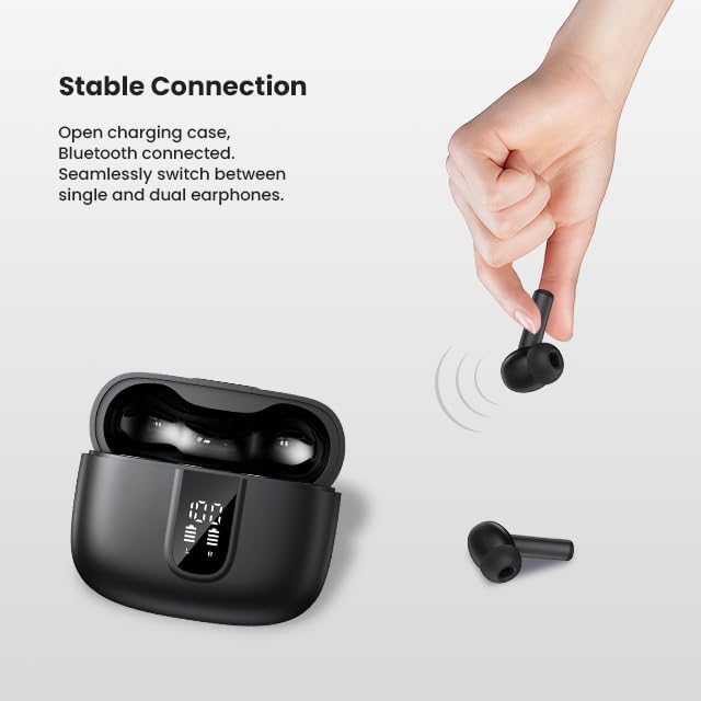 Revolutionary Bluetooth 5.4 Wireless Earbuds with Enhanced Noise Cancellation – Immerse Yourself in Hi-Fi Stereo Sound and Powerful Bass, Enjoy Uninterrupted 40-Hour Playtime – Water-Resistant In-Ear Headphones Perfect for Active Lifestyles and Effortless Connectivity