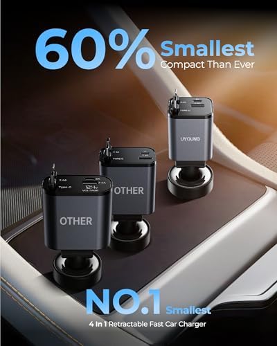 Retractable Fast i Phone Car Charger – 4-in-1 Cigarette Lighter Adapter with Dual 30-Inch Cables & 2 USB Ports, Compatible with i Phone 16/15/14/13/Pro – Ultimate Multi-Device Charging Solution for Road Trips & Daily Use – Perfect Gift for Tech-Savvy Travelers