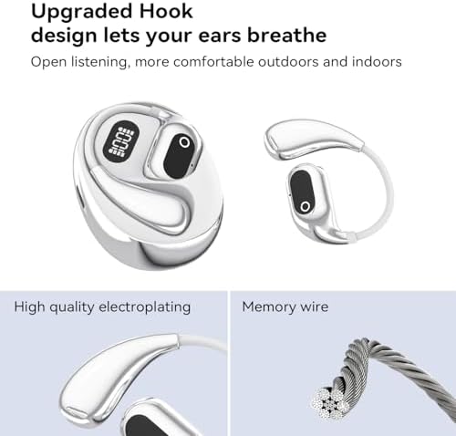 Discover the OWS Bluetooth 5.4 Open Ear Headphones – IPX5 Waterproof Wireless Earbuds with Secure Earhooks for Ultimate Comfort and 64-Hour Battery Life, Perfect for Active Lifestyles, Running, and Workouts – Stay Aware and Enjoy Superior Sound Quality in Blue.