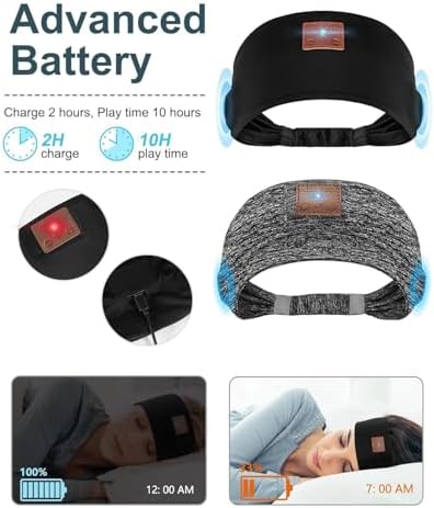 Revolutionary Ultra-Slim Bluetooth Headband Earphones – Dual-Pack for Exceptional Comfort During Sleep, Meditation, and Active Lifestyles – Premium HD Stereo Sound Engineered for Insomnia Relief – Chic Black & Grey Aesthetic with Advanced Bluetooth Connectivity for Seamless Multi-Device Use