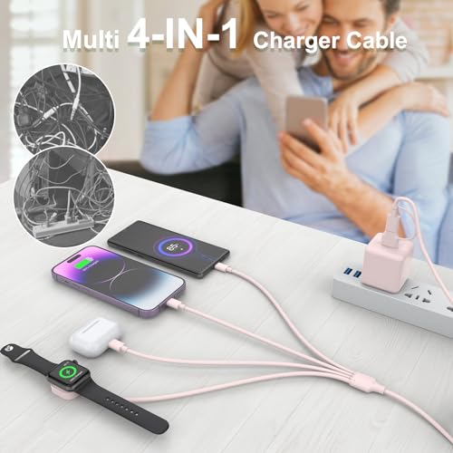 Ultimate 6-in-1 Travel USB C Charging Cable for Apple Devices – Fast Charge i Watch, i Phone, and i Pad with Versatile 3 M Type C & USB A Adapter Combo for Series 8, 7, 6, 5, 4, 3, 2, SE – Lightweight, Durable, and Perfect for On-the-Go Charging