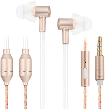 i Brain EMF-Free Air Tube Headphones – Premium Noise-Canceling Earbuds with Built-In Microphone for Safe and Stylish Listening – Luxurious Gold Finish for Ultimate Comfort and Versatility