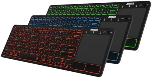 Elevate Your Smart Home Experience with the Arteck Universal Backlit Bluetooth Keyboard – 7-Color Customizable Illumination, Integrated Touchpad & Effortless Media Control for TVs, Laptops, Tablets & More – Ultimate Compatibility & Portability for All Your Devices