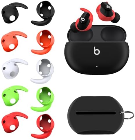 Upgrade Your Beats Studio Buds with Premium Silicone Ear Tips – Anti-Slip Comfort Grip Replacement Ear Hooks, 2 Pairs in Sleek Black for Enhanced Fit and Sound Quality