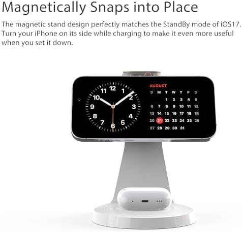 Ultimate 3-in-1 Mag Safe Charging Station for Apple Devices – Fast Wireless Charger for i Phone 16/15/14/13/12, Air Pods & Apple Watch with USB-C Compatibility – Sleek, Space-Saving Design for Home and Office Use