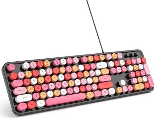 Illuminate Your Workspace with the Large Print Backlit Keyboard – Ergonomic USB Wired Multimedia Keyboard with Rainbow LED Lighting for Enhanced Comfort and Visibility on Windows PCs & Laptops