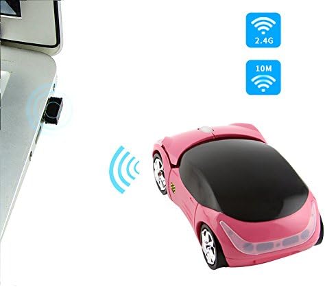 Vibrant Pink Car-Shaped Wireless Mouse for Small Hands – 2.4 GHz Ergonomic Optical Gaming Mouse with USB Receiver – Perfect for Kids, PC, and Laptop Use – Fun and Functional Computer Accessory