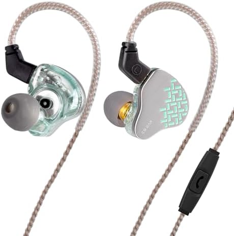 Kinboofi KBEAR Rosefinch Aqua Green Wired In-Ear Headphones – High-Performance Noise-Canceling Earbuds with Aviation-Grade Zinc Alloy Construction and Detachable Cable for Custom Audio – Perfect for Singers and Audiophiles Seeking Unmatched Sound Clarity and Comfort