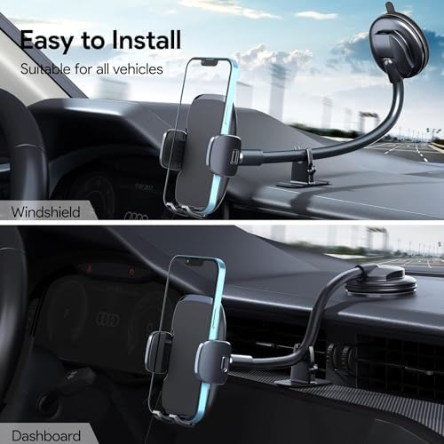 Military-Grade Car Phone Holder: 3-in-1 Dashboard & Windshield Mount for i Phone & Android – Secure, Hands-Free Navigation with Versatile Positioning and Effortless Installation for Enhanced Driving Safety
