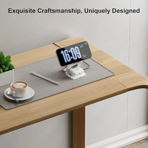 X55 Magnetic Foldable 3-in-1 Charging Station for Apple Devices – 15 W Fast Wireless Charger for i Phone 16, 15, 14, 13, 12 Series, 5 W Apple Watch Power Station, Portable Air Pods Charging Stand – Sleek Black Design for Travel and Home Use