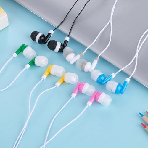 Bulk 60-Pack Colorful Student Earbud Headphones – Classroom & Library Essential, Individually Bagged for Easy Distribution – Lightweight, Durable, and Universally Compatible – Transform Learning with Engaging Audio Experiences