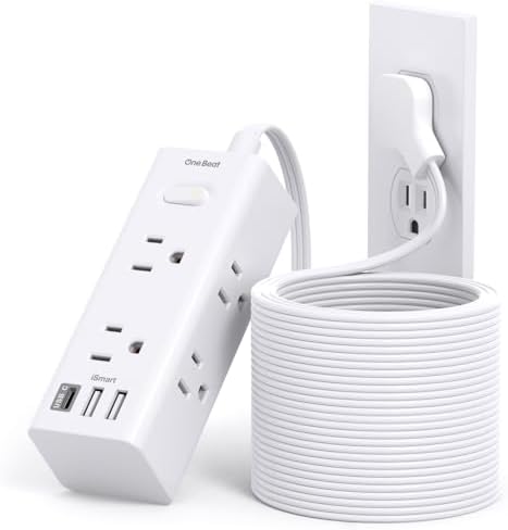 5 Ft Versatile Power Strip with 6 AC Outlets & 3 USB Ports, including USB-C – Compact Flat Plug Extension Cord for Efficient Charging in Dorm Rooms, Travel, and Home Offices – Surge Protector for Enhanced Device Safety and Connectivity