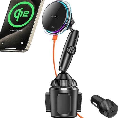 Revolutionize Your Road Trips with the A2 C Qi2 Wireless Car Charger – 15 W Mag Safe Cup Holder Mount for i Phone 12-16 Series, Featuring Advanced Semiconductor Cooling and Effortless Magnetic Alignment for Maximum Stability and Fast Charging Efficiency