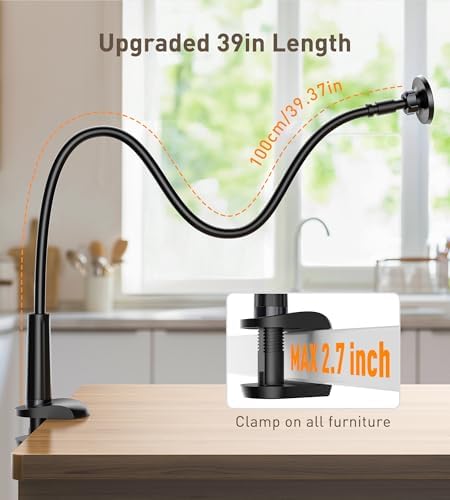 Magnetic Gooseneck Phone Holder Mount for iPhone 16/15/14/13/12 – Magnetic Stand Tabletop Clamp 360°Rotation Adjustable for Office/Home Compatible with iPhone 16 15 14 13 12 Mini Plus Pro Max – Enhanced Compatibility and Speed