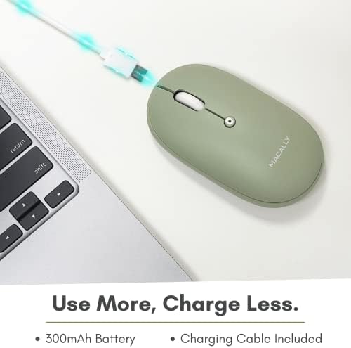 Sleek Macally Wireless Bluetooth Mouse – Rechargeable, Ergonomic Design for Mac & PC – Ultra-Quiet Clicks Perfect for Home, Office & Travel – Enhanced Compatibility with Mac Book Air/Pro, i Mac & Windows Laptops – Experience Comfort & Efficiency in Every Click