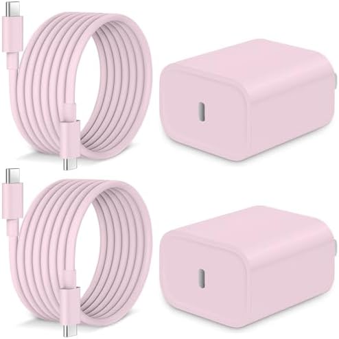 Ultra-Fast 20 W USB-C Charging Block Dual Pack for i Phone 16/15 & Samsung Devices – Includes Two 6 FT Cables for Optimal Convenience and Enhanced Safety Features