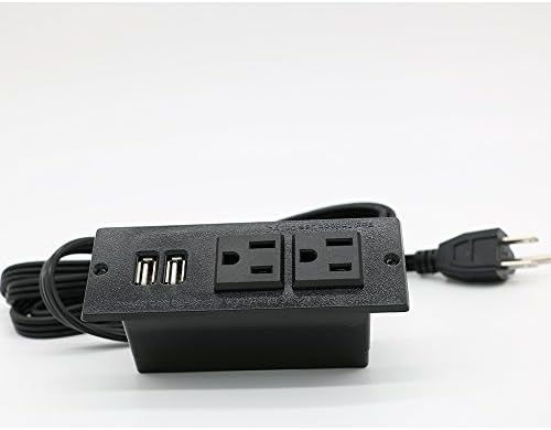 Recessed USB C Power Station for Fast Charging: 2 Outlets & 2 USB Ports (PD20 W & QC18 W) – Space-Saving Desktop Power Strip with Flat Plug for Easy Mounting on Desks, Sofas, Cabinets, and Nightstands (Sleek Black Finish) – Optimal Power Supply Solution for Home & Office Use