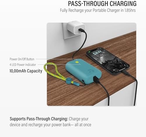 Ultimate Champ 10,000 m Ah Portable Charger – Dual USB-C Power Bank with 20 W Fast Charging for i Phone, Laptops, Tablets & More – Travel Essential with Included Cable for Enhanced Device Compatibility and Performance