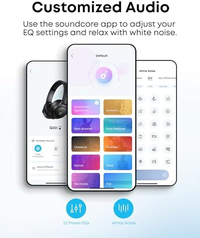Unleash Your Sound: Anker Q20 i Wireless Over-Ear Headphones with Advanced Noise Cancellation, 40-Hour Battery Life, and Customizable Audio Profiles – Immerse Yourself in Hi-Res Audio with Deep Bass and Transparency Mode for Ultimate Comfort and Clarity