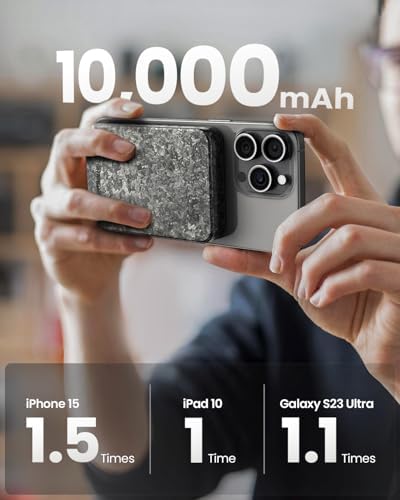 Ultra-Slim Carbon Mag Safe Power Bank – 5000 m Ah Lightweight Charger for i Phone 16 Pro Max/15/14/13 Series – 20 W PD Fast Charging with Durable Carbon Fiber Design – Effortless Magnetic Connection for On-the-Go Power