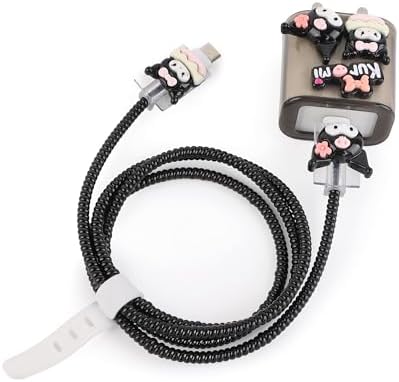 Adorable 3 D Cartoon Charger Protectors – Kitty & Bear Pack of 2 for i Phone 11, 12, 13, 14 Pro Max – Cute Silicone Cable Sleeves for Enhanced Durability & Style – Protect Your Charging Heads from Damage & Dust with Kawaii Designs – Compatible with 18 W & 20 W i Phone Chargers – Lightweight & Portable Charging Accessories for Everyday Use