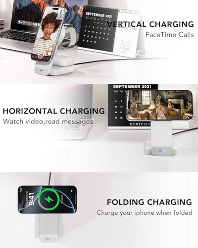 Ultimate 3-in-1 Foldable Wireless Charging Station for Apple Devices – Sleek Magnetic Dock for i Phone 16/15/14/13/12, Apple Watch Series 10/Ultra 2/Ultra/9/8/7/6/5/4/SE/SE 2, and Air Pods 4/3/Pro/2 – Fast, Portable, and Clutter-Free Charging Solution for Home or Travel