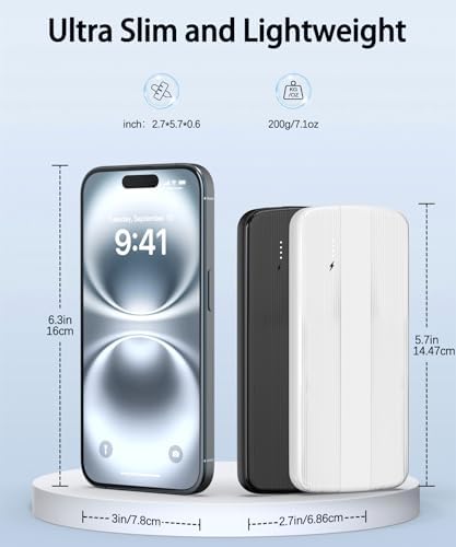 Ultimate 10000 m Ah Dual USB Portable Charger – Fast Triple Device Power Bank with USB-C Compatibility for i Phone 16/15/14/13, Galaxy S23/22, Pixel & More – Eco-Conscious Fire-Retardant Design for Enhanced Safety and Sustainability – Rapid Recharge for All USB Devices