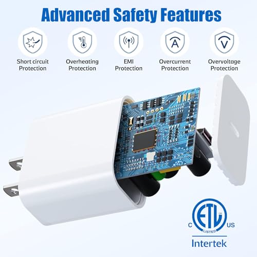 Ultra-Compact 20 W PD USB C Fast Charging Duo: Dual Wall Charger Set with High-Speed Cables for i Phone 16/15 & i Pad Compatibility – Streamlined Portability, Enhanced Safety Features, and Rapid Power Delivery for Everyday Use