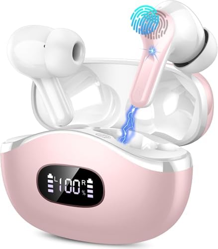 Unleash Superior Sound with Motost Premium Wireless Earbuds – Advanced Bluetooth 5.4 Technology, Hi-Fi Stereo Audio, Enhanced ENC Noise Cancellation for Crystal-Clear Calls, 40-Hour Playtime with Dual LED Charging Case, IP7 Waterproof for All-Weather Use, Chic Pink Design Ideal for Active Lifestyles and Music Aficionados – Your Ultimate Audio Companion