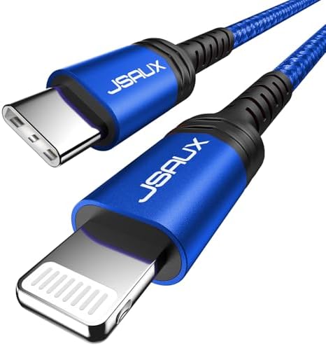 JSAUX 6 FT USB C to Lightning Cable – Apple MFi Certified Fast Charging Cord for i Phone 14/13/12 Series – Durable Braided Nylon, Tangle-Free Design, Vibrant Red – Optimal Compatibility & Speed for Seamless Connectivity