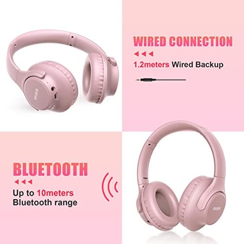 KVIDIO Over-Ear Bluetooth Headphones: 65-Hour Battery Life, Immersive Deep Bass Sound, and Ultra-Low Latency for Effortless Mobility and Enhanced Work Efficiency with Integrated Microphone for Flawless Calls and Voice Control