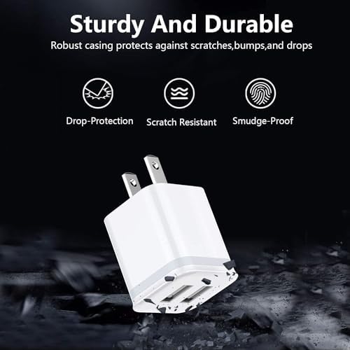 Dual-Port USB Wall Charger 5-Pack – Fast Charging Cube Power Adapters for i Phone & Android Devices – 2.1 A 5 V High-Speed Charging Block with Enhanced Compatibility – Ideal for Home, Office & Travel – Reliable Safety Features for Overcharge Protection