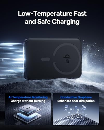Baseus Mag Safe Power Bank 10,000 m Ah – Qi2 Certified 15 W Wireless Charger with 22.5 W USB-C Fast Charging for i Phone 16/15/14/13/12 Pro Series – Lightweight, Magnetic Battery Pack for Effortless On-the-Go Charging