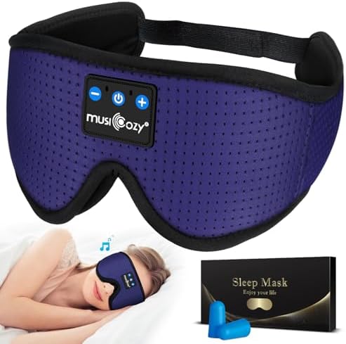 Transform Your Sleep Experience with the MUSICOZY Bluetooth Sleep Mask – Premium Wireless Eye Cover Featuring Built-In Earbuds for Ultimate Comfort, Perfect for Side Sleepers, Office Relaxation, and Travel – Advanced Bluetooth 5.4 Connectivity for Effortless Pairing and High-Quality Sound, Ideal Tech Gift for Anyone Seeking Restful Slumber.